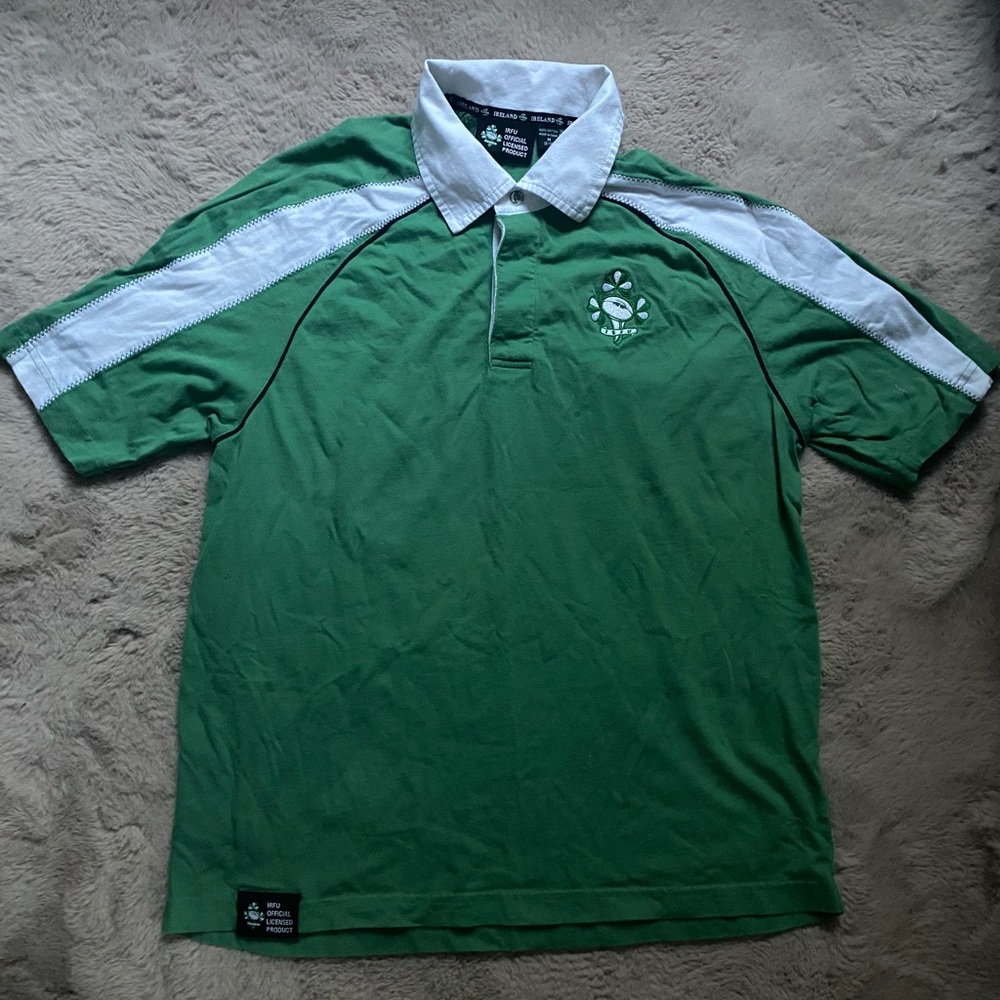 Canterbury Ireland Rugby IRFU Logo Short Sleeve Jersey Polo Shirt Size M Green